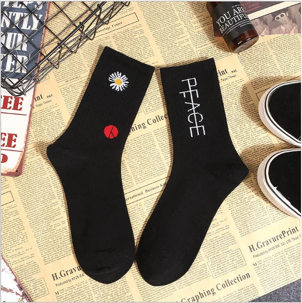 Men Socks Cotton Graphic Hip-Hop 1997 Pattern Funny Long Women Black Hot Fashion Solid Sport Street Casual Hosiery