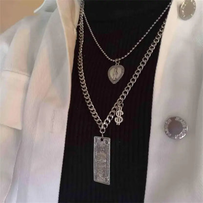 New Personality Cross Square Metal Multilayer Hip hop Long Chain Cool Simple Necklace For Women men Jewelry Gifts 19