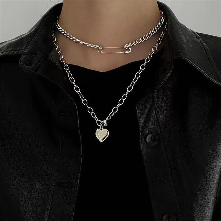 New Personality Cross Square Metal Multilayer Hip hop Long Chain Cool Simple Necklace For Women men Jewelry Gifts 19