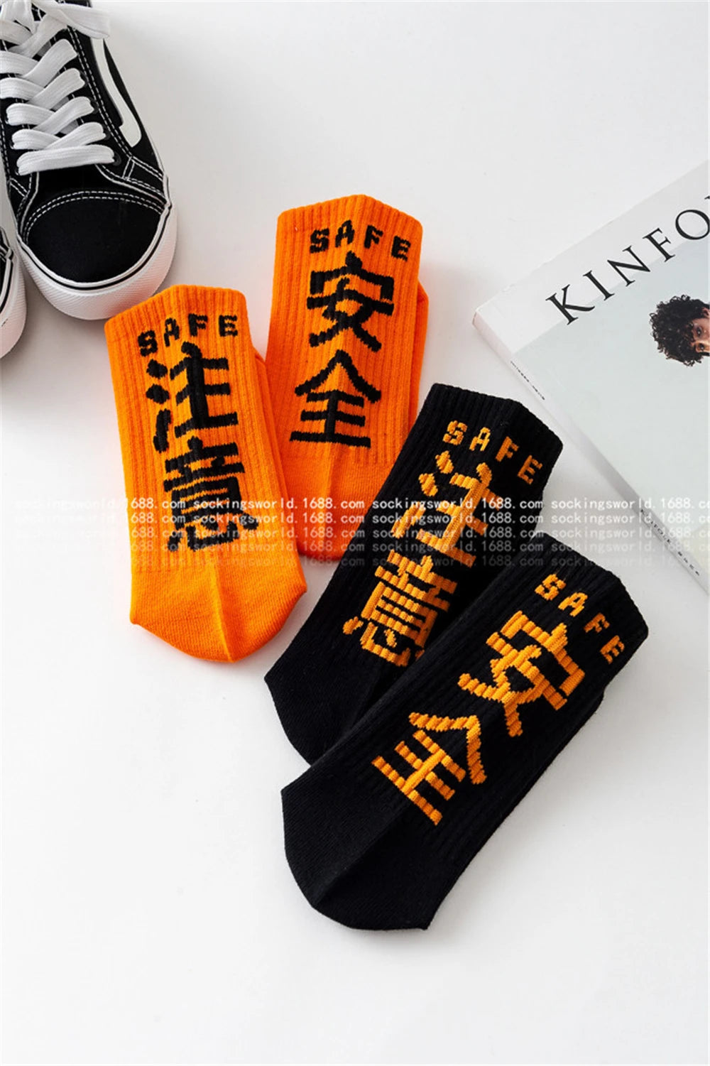 Hip Hop Socks Mens High Quality Cotton Harajuku Tactical Socks Streetwear Casual Skateboard Sock Unisex Black Oragne WZ02