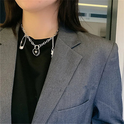 New Personality Cross Square Metal Multilayer Hip hop Long Chain Cool Simple Necklace For Women men Jewelry Gifts 19