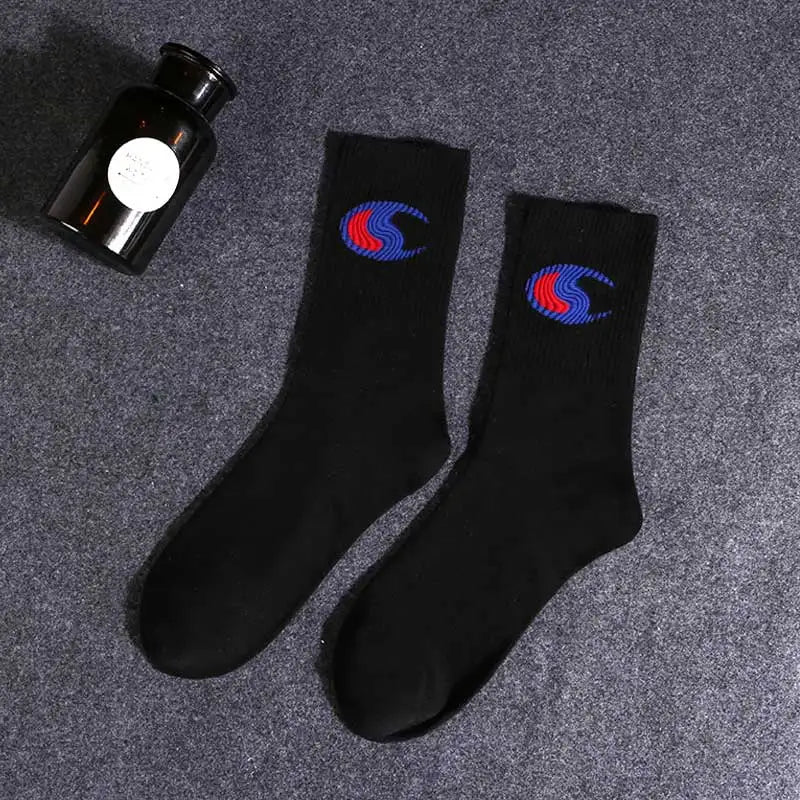 Men Socks Cotton Graphic Hip-Hop 1997 Pattern Funny Long Women Black Hot Fashion Solid Sport Street Casual Hosiery