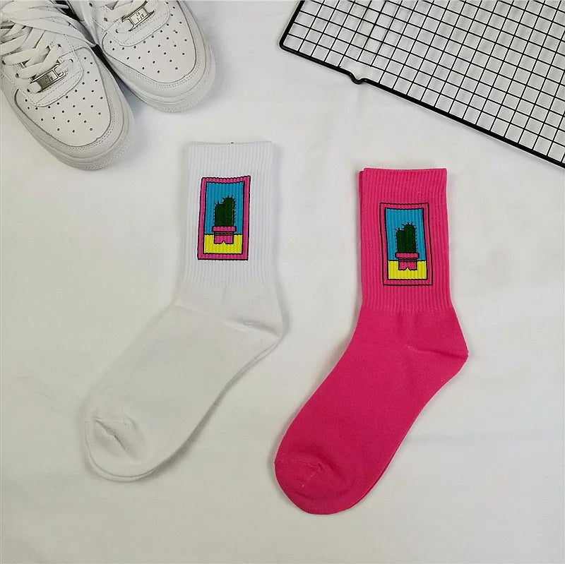 1 pair Men Fashion Hip Hop Hit Harajuku Funny Socks Red Flame Blaze Power Torch Hot Warmth Street Skateboard Cotton Socks