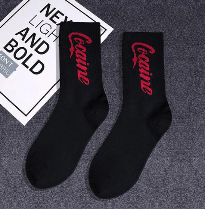 Men Socks Cotton Graphic Hip-Hop 1997 Pattern Funny Long Women Black Hot Fashion Solid Sport Street Casual Hosiery