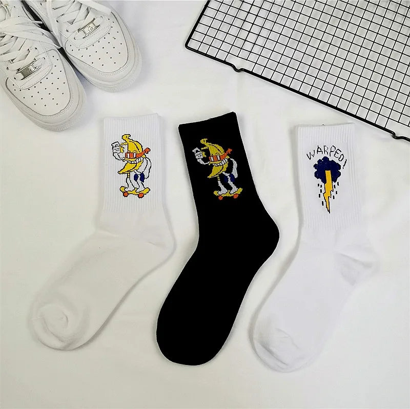 1 pair Men Fashion Hip Hop Hit Harajuku Funny Socks Red Flame Blaze Power Torch Hot Warmth Street Skateboard Cotton Socks