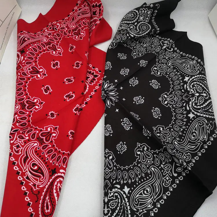 68*68cm 100% Cotton Black Red Hip-Hop Paisley Bandanas Scarf Punk Skull Bandana Headband Wrap Scarf For Men/Women