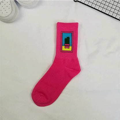 1 pair Men Fashion Hip Hop Hit Harajuku Funny Socks Red Flame Blaze Power Torch Hot Warmth Street Skateboard Cotton Socks