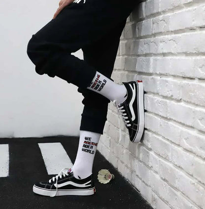 Men Socks Cotton Graphic Hip-Hop 1997 Pattern Funny Long Women Black Hot Fashion Solid Sport Street Casual Hosiery