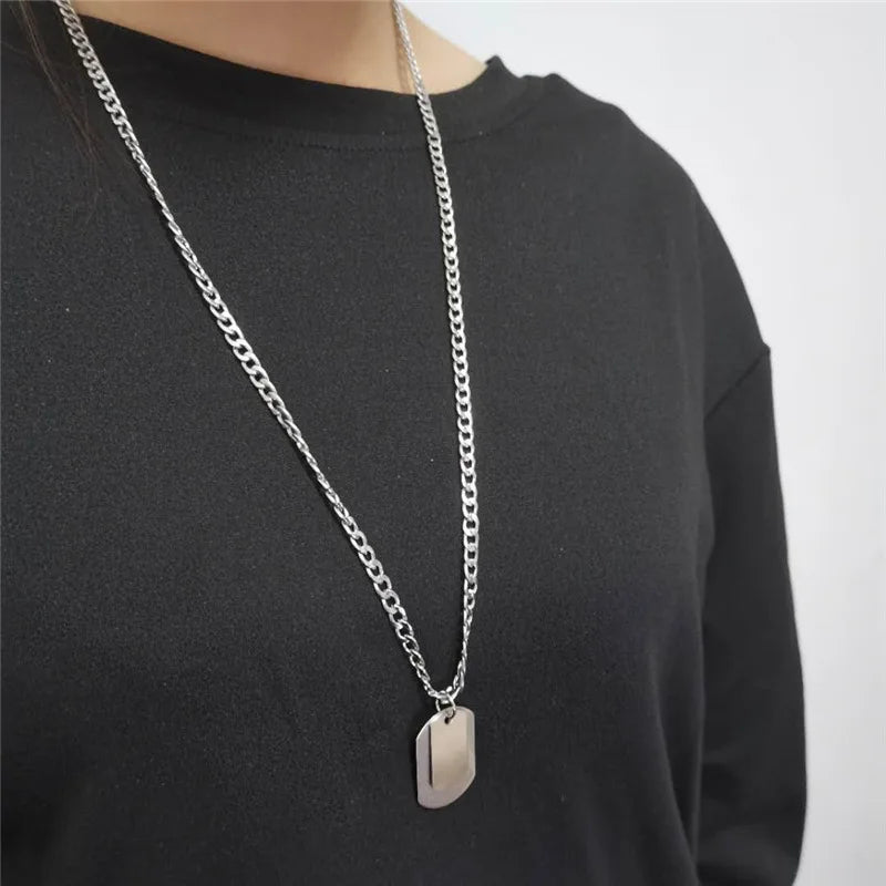 New Personality Cross Square Metal Multilayer Hip hop Long Chain Cool Simple Necklace For Women men Jewelry Gifts 19