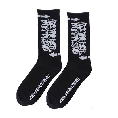 Street Letters Hip Hop Skate Socks Men's Fashion Trendy Hip Hop Mid-High Tube Socks Women's INS Sports Stockings Fashion