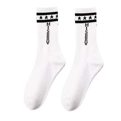 Street Letters Hip Hop Skate Socks Men's Fashion Trendy Hip Hop Mid-High Tube Socks Women's INS Sports Stockings Fashion