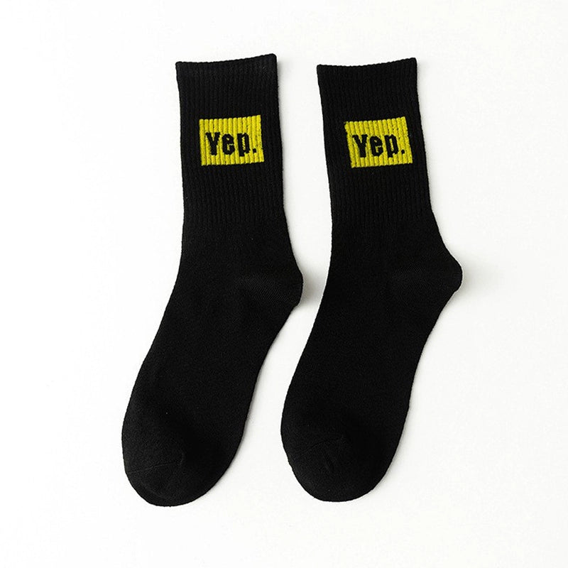 Street Letters Hip Hop Skate Socks Men's Fashion Trendy Hip Hop Mid-High Tube Socks Women's INS Sports Stockings Fashion