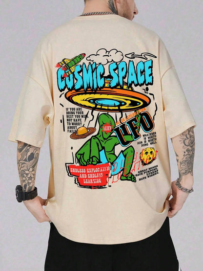 Cosmic Space Ufo Aliens Funny Graphic Printed Male Tops Fashion Street T-Shirt Summer Casual Cotton Tshirt Oversized Loose Tees