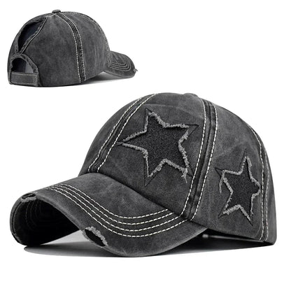 Retro Y2K Star Washed Denim Hole star Baseball cap Snapback Hats Autumn Summer fishing Hat Men Women Caps Casquette hats Gorras