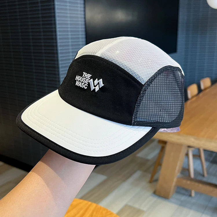 Summer Outdoor Short-Brimmed Peaked Cap Women's Korean-Style Colorblock Breathable Mesh Quick-Drying Baseball Cap