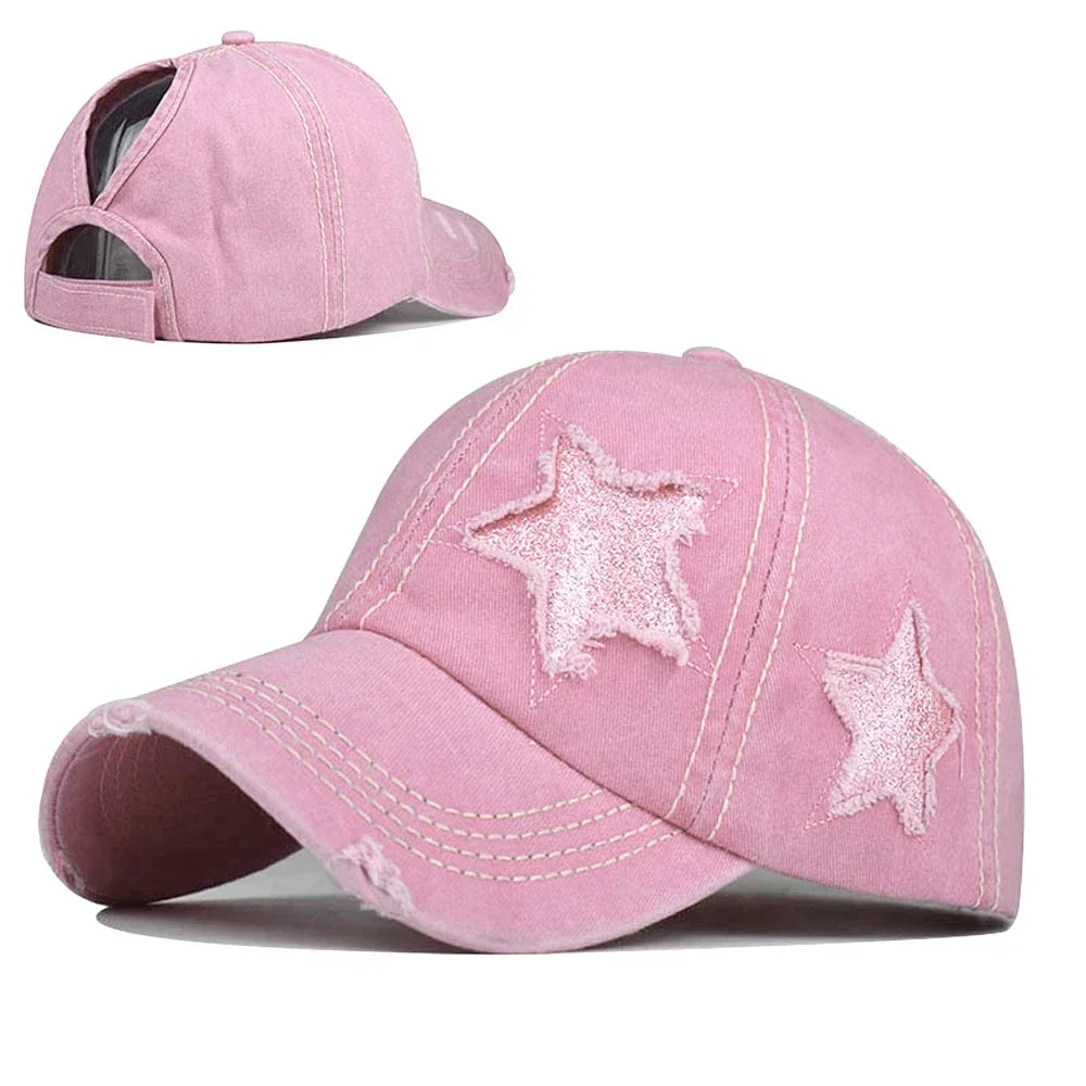 Retro Y2K Star Washed Denim Hole star Baseball cap Snapback Hats Autumn Summer fishing Hat Men Women Caps Casquette hats Gorras