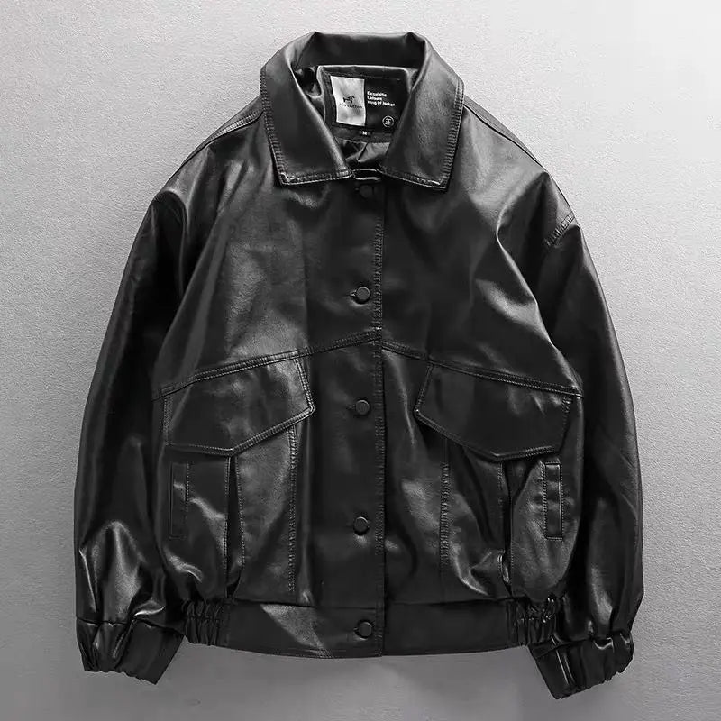 Korean fashion streetwear motorcycle leather jacket suit leather jacket flying men pu coats men y2k baseball jackets