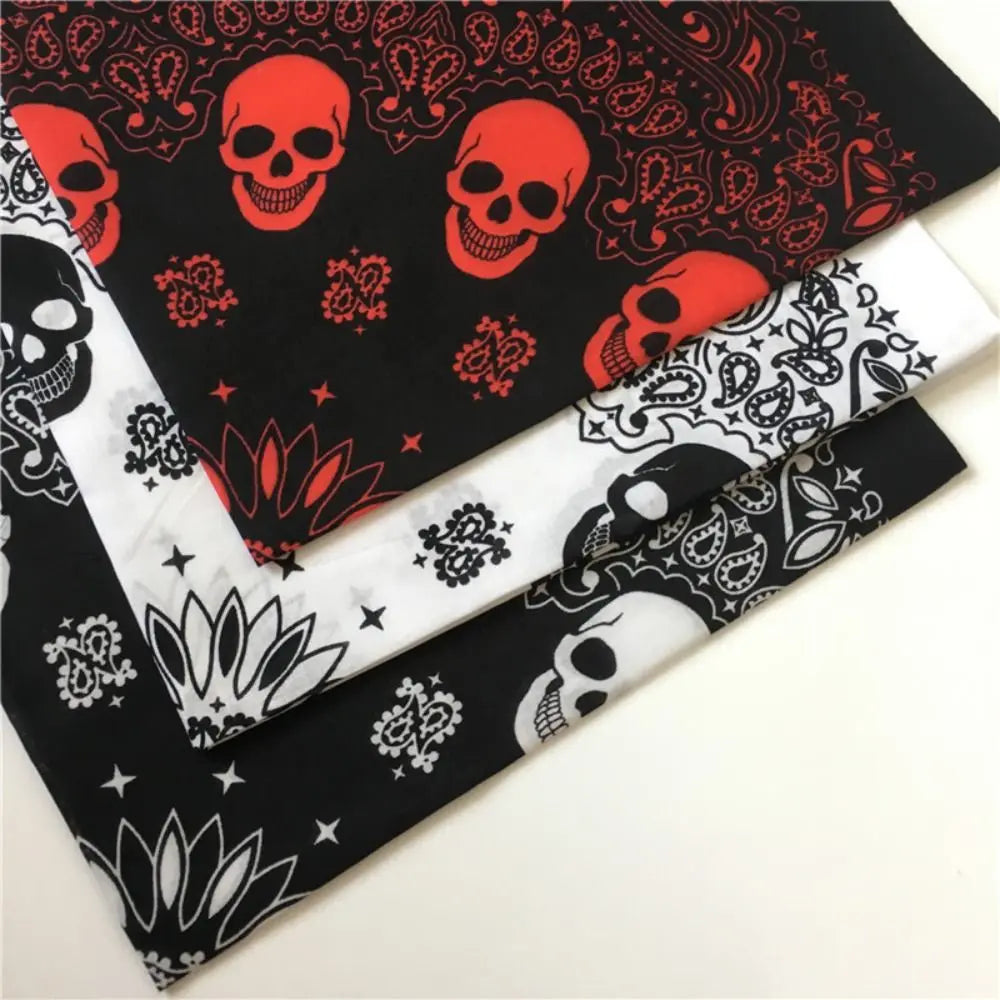 Cotton Material Hip Hop Scarf Western Style Skull Cashew Pattern Windproof Printed Shawl Sun Protection Scarf Women's