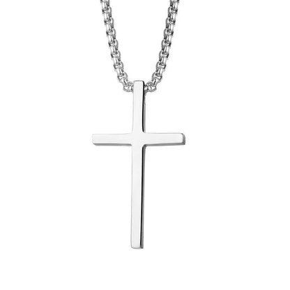 New Stainless Steel Cross Pendant Necklace for Men Women Minimalist Jewelry Male Female Necklaces Silver Color Sweater Chain