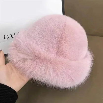 New Women's Fashion Fur Cap Fur Hat Autumn And Winter Fur Hats Mongolian Hat Brimless Plush Fluffy Skiing Riding Warm Caps