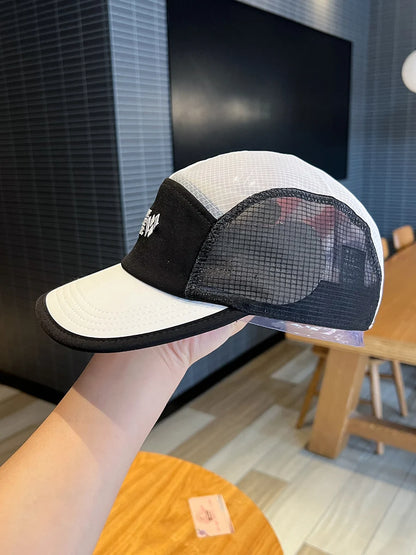 Summer Outdoor Short-Brimmed Peaked Cap Women's Korean-Style Colorblock Breathable Mesh Quick-Drying Baseball Cap