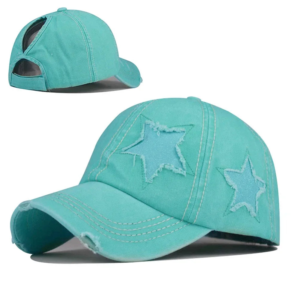 Retro Y2K Star Washed Denim Hole star Baseball cap Snapback Hats Autumn Summer fishing Hat Men Women Caps Casquette hats Gorras