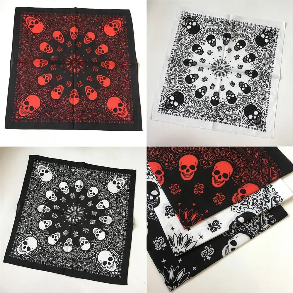 Cotton Material Hip Hop Scarf Western Style Skull Cashew Pattern Windproof Printed Shawl Sun Protection Scarf Women's