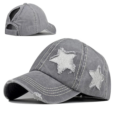 Retro Y2K Star Washed Denim Hole star Baseball cap Snapback Hats Autumn Summer fishing Hat Men Women Caps Casquette hats Gorras