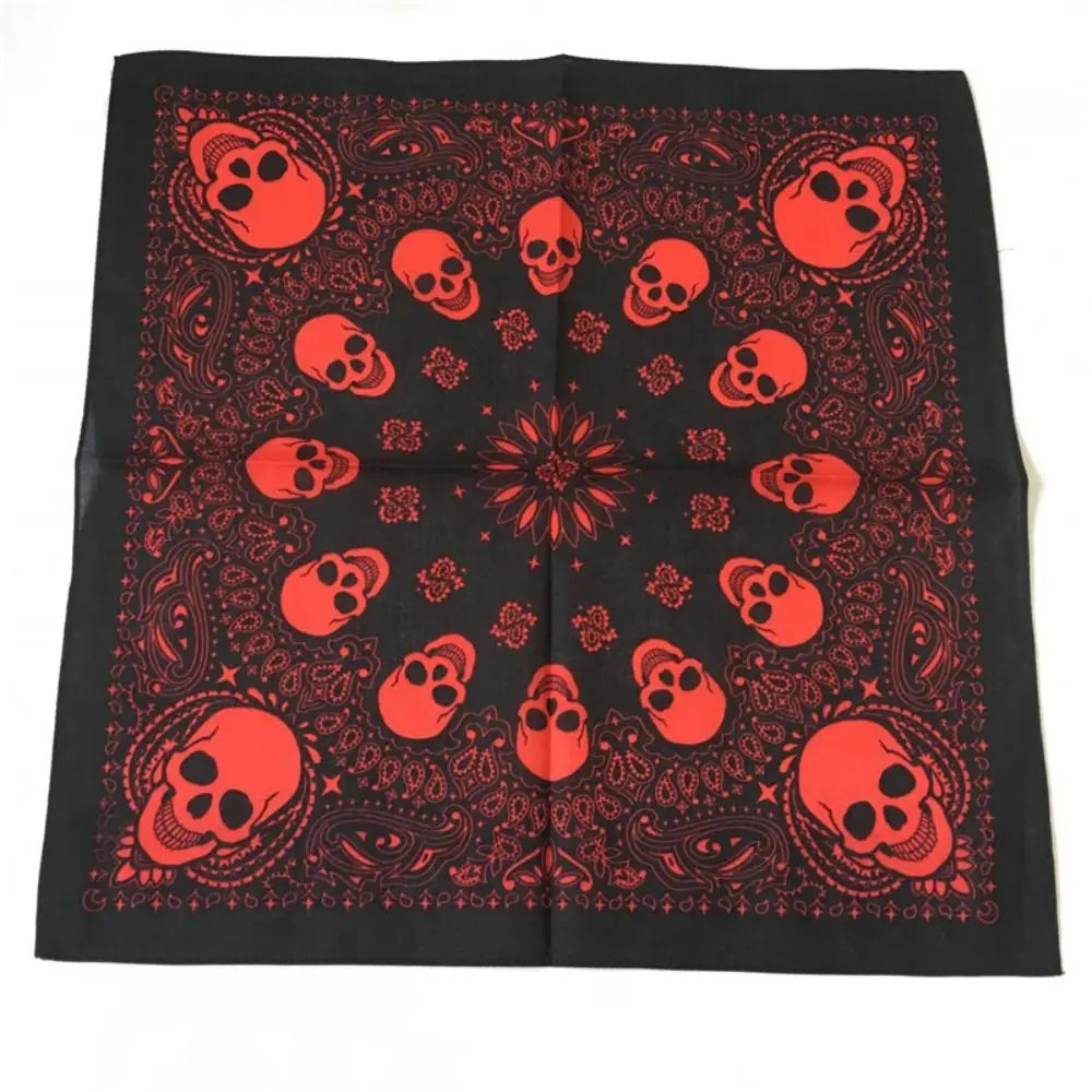 Cotton Material Hip Hop Scarf Western Style Skull Cashew Pattern Windproof Printed Shawl Sun Protection Scarf Women's