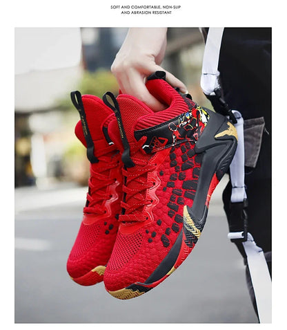 2024 Brand Fashion Red Basketball Shoes for Men Women Sport Sneaker Outdoor Anti-slip Basketball Sneakers Men Athletic Gym Shoes