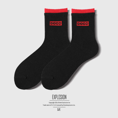 Men Socks Cotton Graphic Hip-Hop 1997 Pattern Funny Long Women Black Hot Fashion Solid Sport Street Casual Hosiery