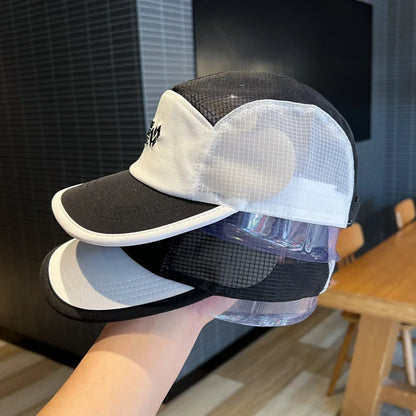 Summer Outdoor Short-Brimmed Peaked Cap Women's Korean-Style Colorblock Breathable Mesh Quick-Drying Baseball Cap