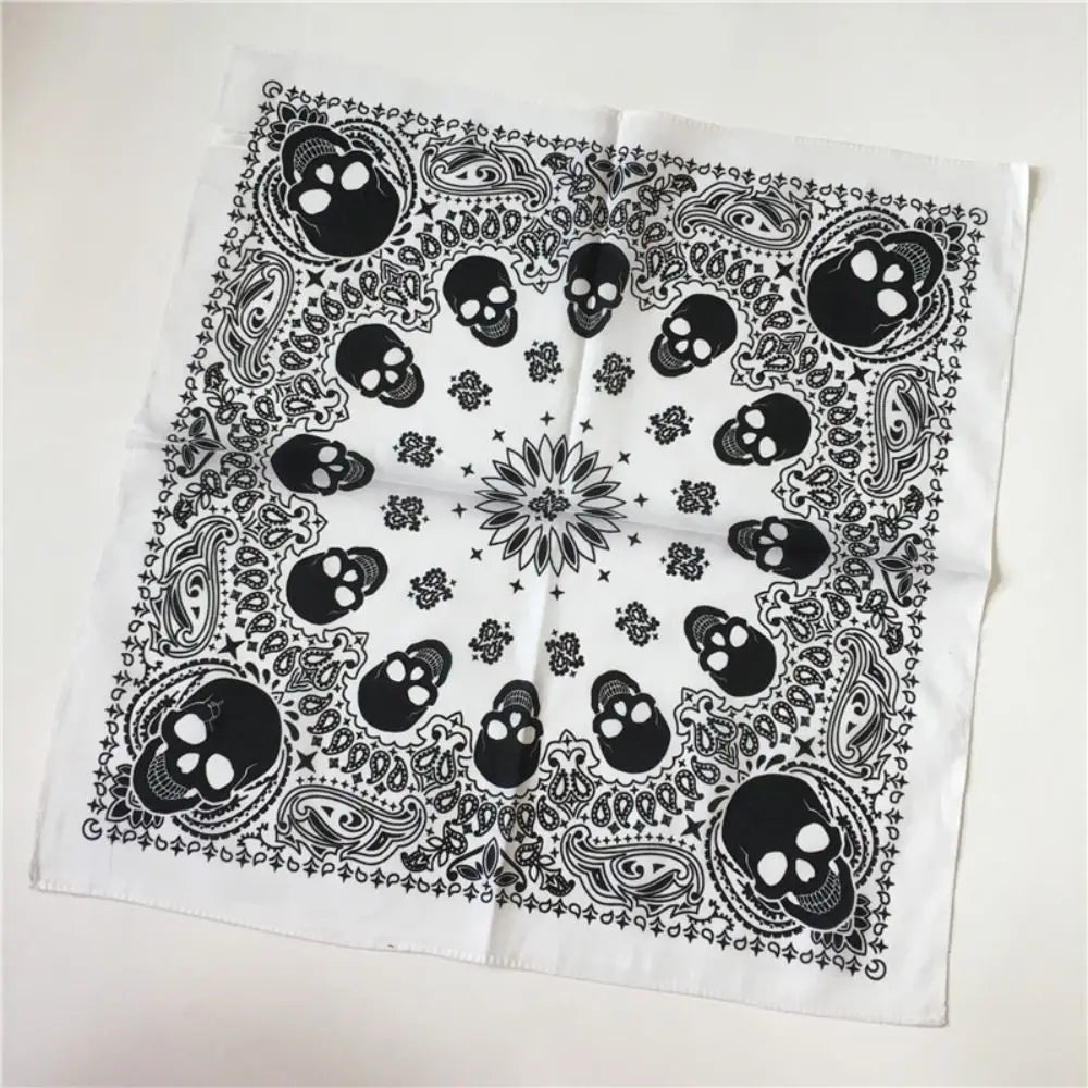 Cotton Material Hip Hop Scarf Western Style Skull Cashew Pattern Windproof Printed Shawl Sun Protection Scarf Women's