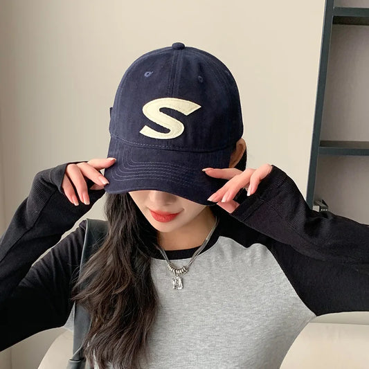 Letter large S baseball cap summer fashion outdoor sun visor