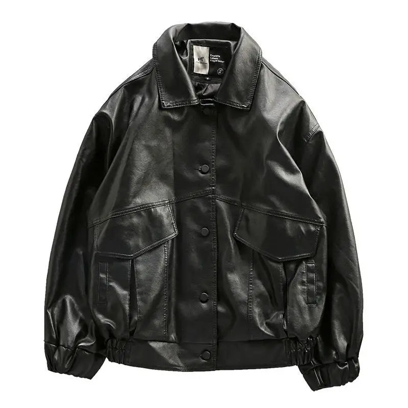 Korean fashion streetwear motorcycle leather jacket suit leather jacket flying men pu coats men y2k baseball jackets