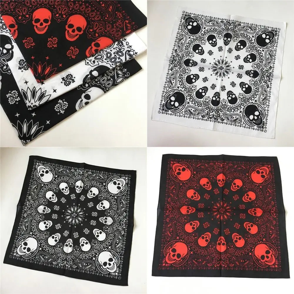 Cotton Material Hip Hop Scarf Western Style Skull Cashew Pattern Windproof Printed Shawl Sun Protection Scarf Women's