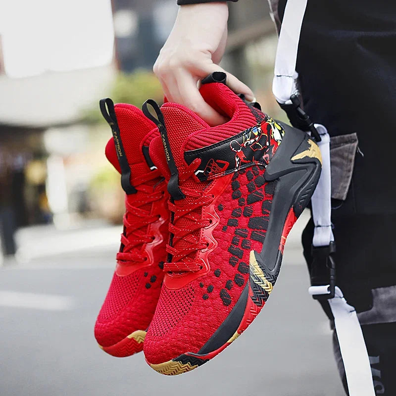 2024 Brand Fashion Red Basketball Shoes for Men Women Sport Sneaker Outdoor Anti-slip Basketball Sneakers Men Athletic Gym Shoes