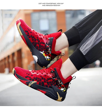 2024 Brand Fashion Red Basketball Shoes for Men Women Sport Sneaker Outdoor Anti-slip Basketball Sneakers Men Athletic Gym Shoes