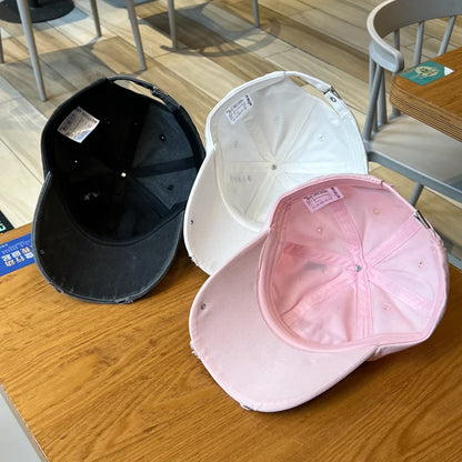 Fashionable Face-Looking Small Curved Brim American Retro Tattered Jeans Baseball Cap Versatile New Deep Top Peaked Cap