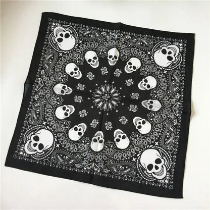 Cotton Material Hip Hop Scarf Western Style Skull Cashew Pattern Windproof Printed Shawl Sun Protection Scarf Women's