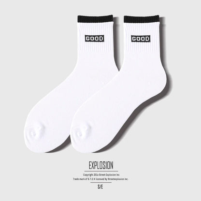 Men Socks Cotton Graphic Hip-Hop 1997 Pattern Funny Long Women Black Hot Fashion Solid Sport Street Casual Hosiery