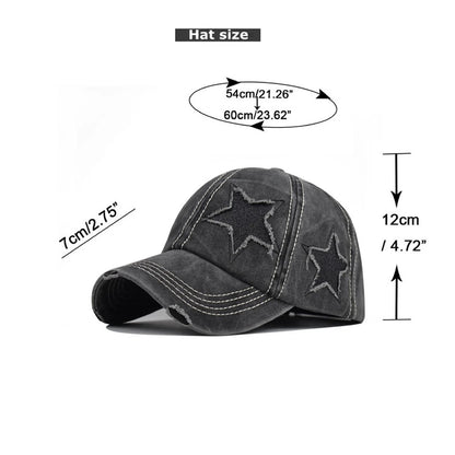 Retro Y2K Star Washed Denim Hole star Baseball cap Snapback Hats Autumn Summer fishing Hat Men Women Caps Casquette hats Gorras