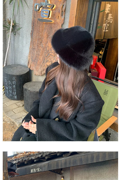 New Women's Fashion Fur Cap Fur Hat Autumn And Winter Fur Hats Mongolian Hat Brimless Plush Fluffy Skiing Riding Warm Caps