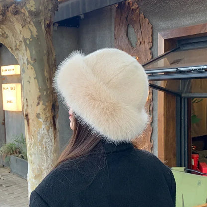 New Women's Fashion Fur Cap Fur Hat Autumn And Winter Fur Hats Mongolian Hat Brimless Plush Fluffy Skiing Riding Warm Caps