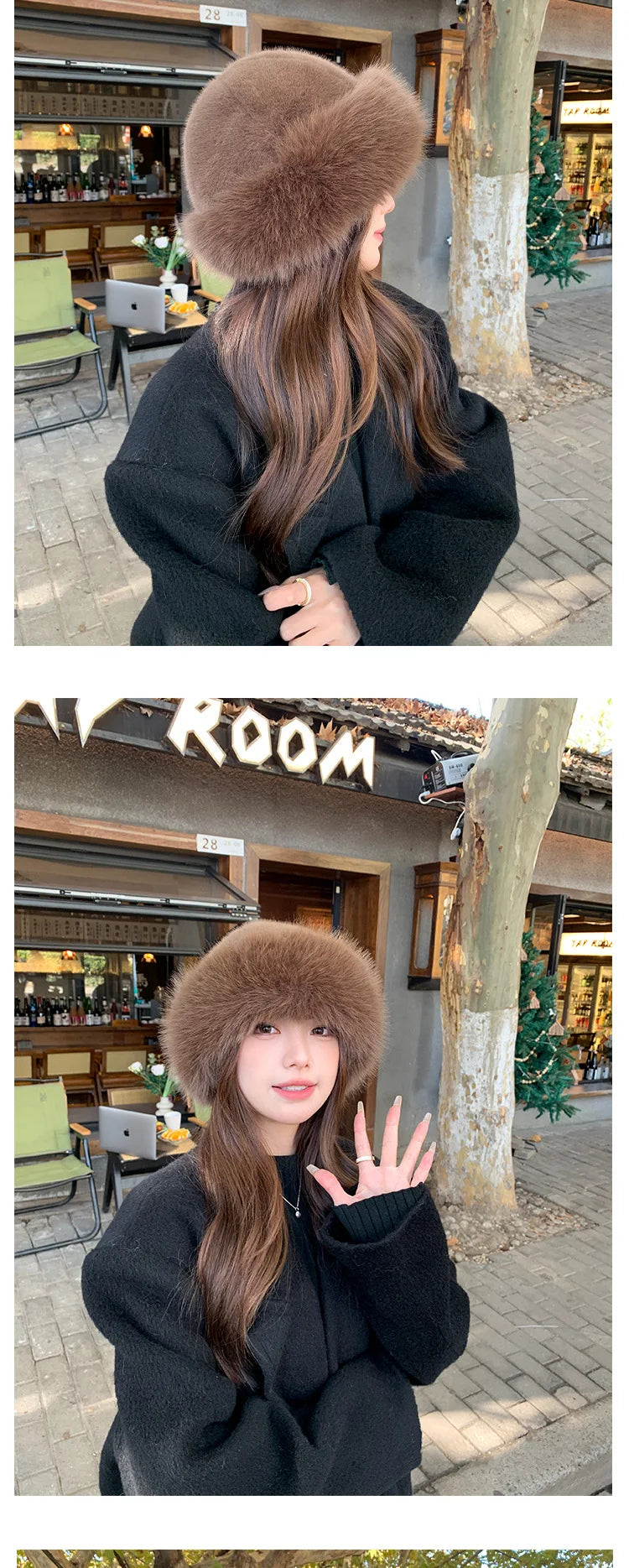 New Women's Fashion Fur Cap Fur Hat Autumn And Winter Fur Hats Mongolian Hat Brimless Plush Fluffy Skiing Riding Warm Caps