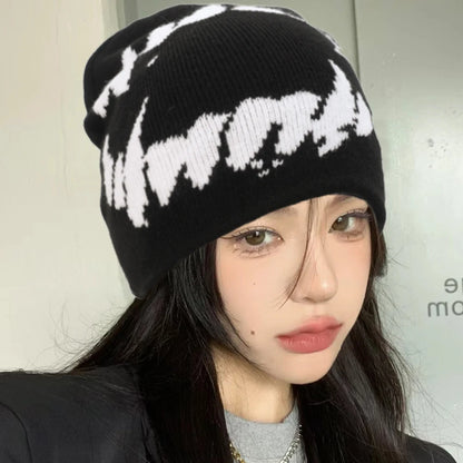 Women Hat Knitting Beanies Goth Tooth Caps Men Y2k Streetwear Winter Fashion Pullover Kpop Harajuku Vintage Warm Hip Hop Unisex