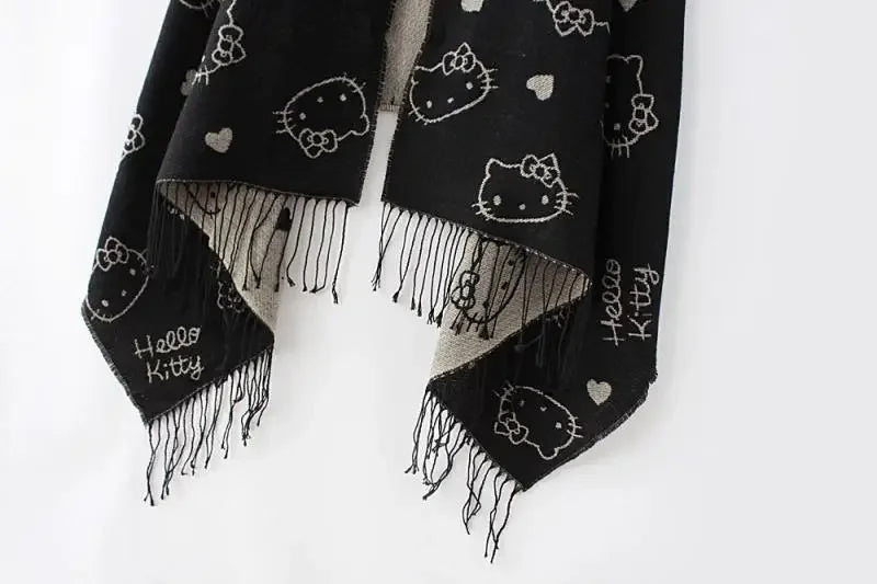 Sanrio Hello Kitty Scarf Kawaii Japanese Style Scarf Lolita Uniform Decoration Winter Keep Warm Anime Cartoon Scarf Girls Gift