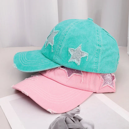 Retro Y2K Star Washed Denim Hole star Baseball cap Snapback Hats Autumn Summer fishing Hat Men Women Caps Casquette hats Gorras