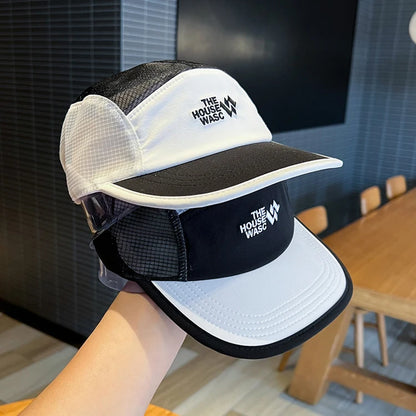 Summer Outdoor Short-Brimmed Peaked Cap Women's Korean-Style Colorblock Breathable Mesh Quick-Drying Baseball Cap