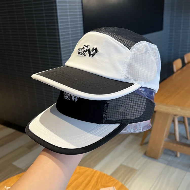 Summer Outdoor Short-Brimmed Peaked Cap Women's Korean-Style Colorblock Breathable Mesh Quick-Drying Baseball Cap